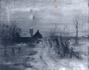Winter Landscape With House, (painting) — William Woodruff Gibbs