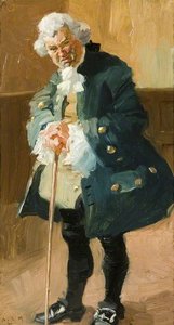 Old Gentleman In Period Costume With Walking Stick — Sir Alfred James Munnings