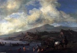 Landscape With Bathers — Philips Wouwerman