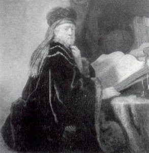 A Scholar Seated At A Desk — Rembrandt Van Rijn, Baroque