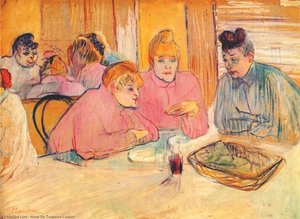 Prostitutes Around A Dinner Table — Henri De Toulouse-lautrec, Post-impressionist Scene