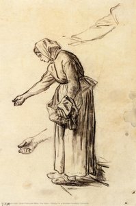 Study For A Woman Feeding Chickens — Jean François Millet The Elder