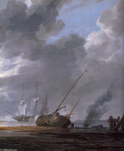 Seascape In The Morning (detail) — Simon De Vlieger