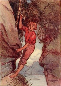 At The End Of A Ledge He Found The Remains Of A Ladder Made Of Birch-poles — Arthur Rackham