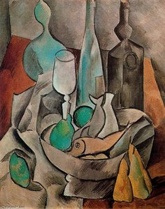 Still Life With Fish And Bottles — Pablo Picasso, Cubism