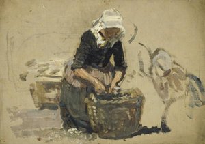 Study Of A Dutch Woman Washing Fish In A Tub — Sir George Clausen