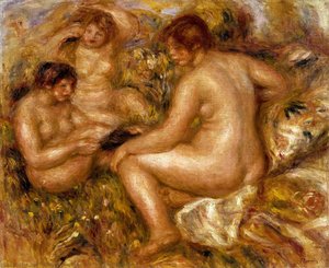 Three Bathers — Pierre-auguste Renoir, Impressionist Painting