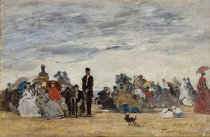 The Beach At Trouville — Eugène Louis Boudin, Impressionism