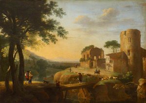 An Evening Landscape With A Castle Ruin — Herman Van Swanevelt