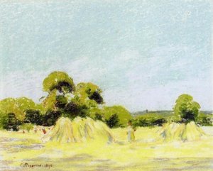 Study For The Harvest At Montfoucault — Camille Pissarro
