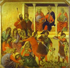Maestó (front, Predella), The Massacre Of The Innocents — Duccio Di Buoninsegna, Gothic Art