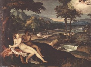Landscape With Jupiter And Io — Andrea Schiavone (andrea Meldolla)