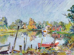View Of The Water (rural Landscape With A Lake) — David Davidovich Burliuk