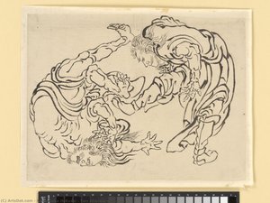 Two Wrestlers — Katsushika Hokusai
