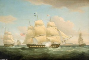 The East Indiamen 'minerva', 'scaleby Castle' And 'charles Grant' — Thomas Whitcombe
