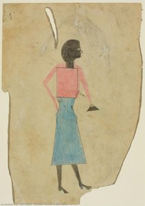 Untitled [woman In Blue Skirt] — Bill Traylor, Folk Art