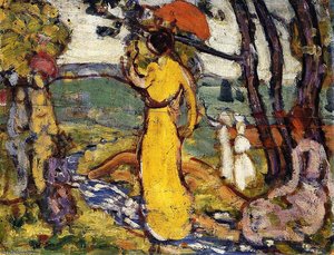 A Lady In Yellow In The Park — Maurice Brazil Prendergast