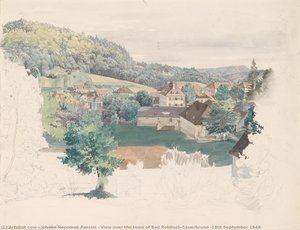View Over The Town Of Bad Rohitsch-sauerbrunn (18th September 1848) — Johann Nepomuk Passini, Impressionism