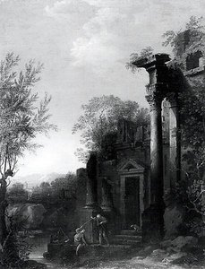 PAYSAGE AVEC RUINES ET FIGURES