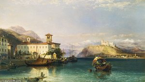 Arona And The Castle Of Angera, Lake Maggiore — George Edwards Hering