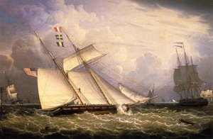 American Schooner Under Sail With Heavy Seas — Robert W. Salmon, Romanticism