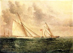 Racing Scene Off Bay Ridge — James Edward Buttersworth