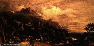 Landscape with castle and mountain