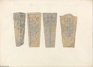 Studies Of Four Coffin Lids — John Sell Cotman