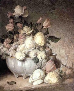 Roses In A Porcelain Bowl — John Ferguson Weir
