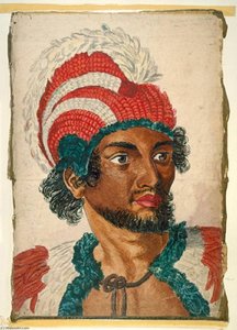 English A Man of the Sandwich Islands with His Helmet