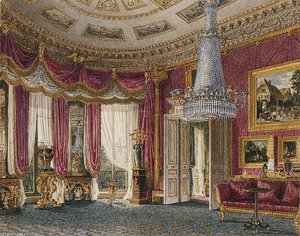 Carlton House, Rose Satin Drawing Room Looking West — Charles Wild