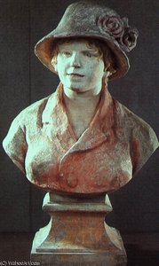 Bust Of Madame Renoir, Polychromed Cement, Musé — Pierre-auguste Renoir