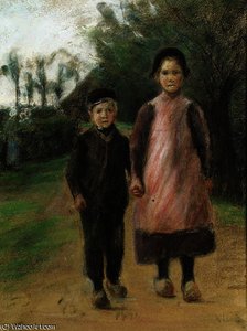 Boy And Girl On The Village Road — Max Liebermann
