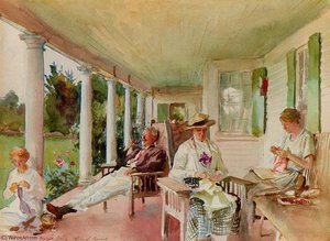 On The Verandah (ironbound Island Maine) — John Singer Sargent