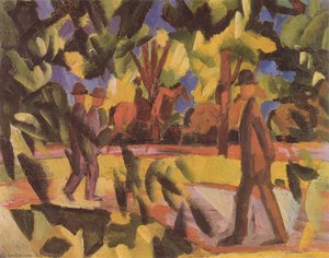 Riders And Strollers In The Avenue — August Macke