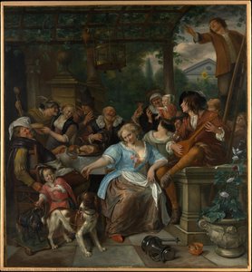 Merry Company On A Terrace — Jan Havickszoon Steen, Dutch Golden Age