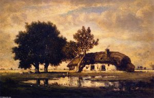 Landscape With Cottage — Gilbert Munger, Hudson River School