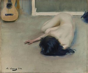 Nude with a guitar
