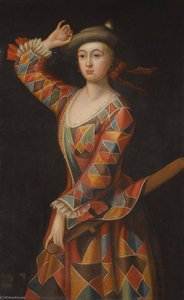 Portrait Of Mrs. Hester Booth, Nee Santlow (c.1690–1773) Dressed As A Harlequin — John Ellys