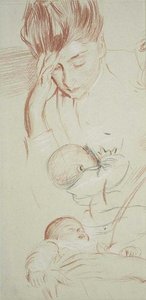 Woman With Two Infants — Paul César Helleu