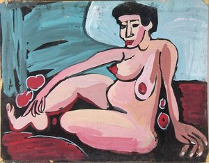 Seated Female Nude With Outstretched Leg — William H. Johnson