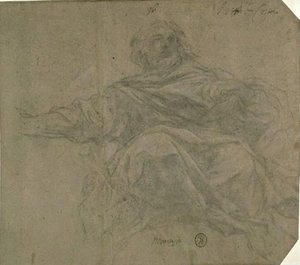 Man Draped, Seated Front View. God The Father — Pietro Da Cortona