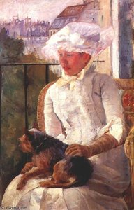 Susan On A Balcony Holding A Dog — Mary Stevenson Cassatt