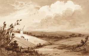 Landscape With Windmill And Man Ploughing — David Cox