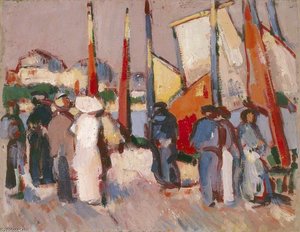People And Sails At Royan — John Duncan Fergusson