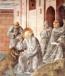 St Jerome Pulling A Thorn From A Lion's Paw — Benozzo Gozzoli