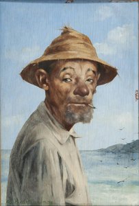 Homem com chapéu e cigarro de palha*