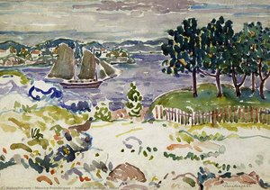 Inlet With Sailboat, Maine — Maurice Brazil Prendergast, Post-impressionism
