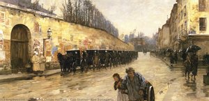 Cab Station, Rue Bonaparte — Frederick Childe Hassam, Impressionist Painting