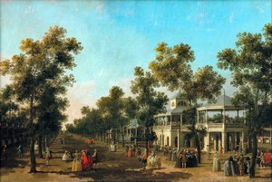 View Of The Grand Walk, Vauxhall Gardens, With The Orchestra Pavilion, The Organ House, The Turkish Dining Tent And The Statue Of Aurora — Canaletto